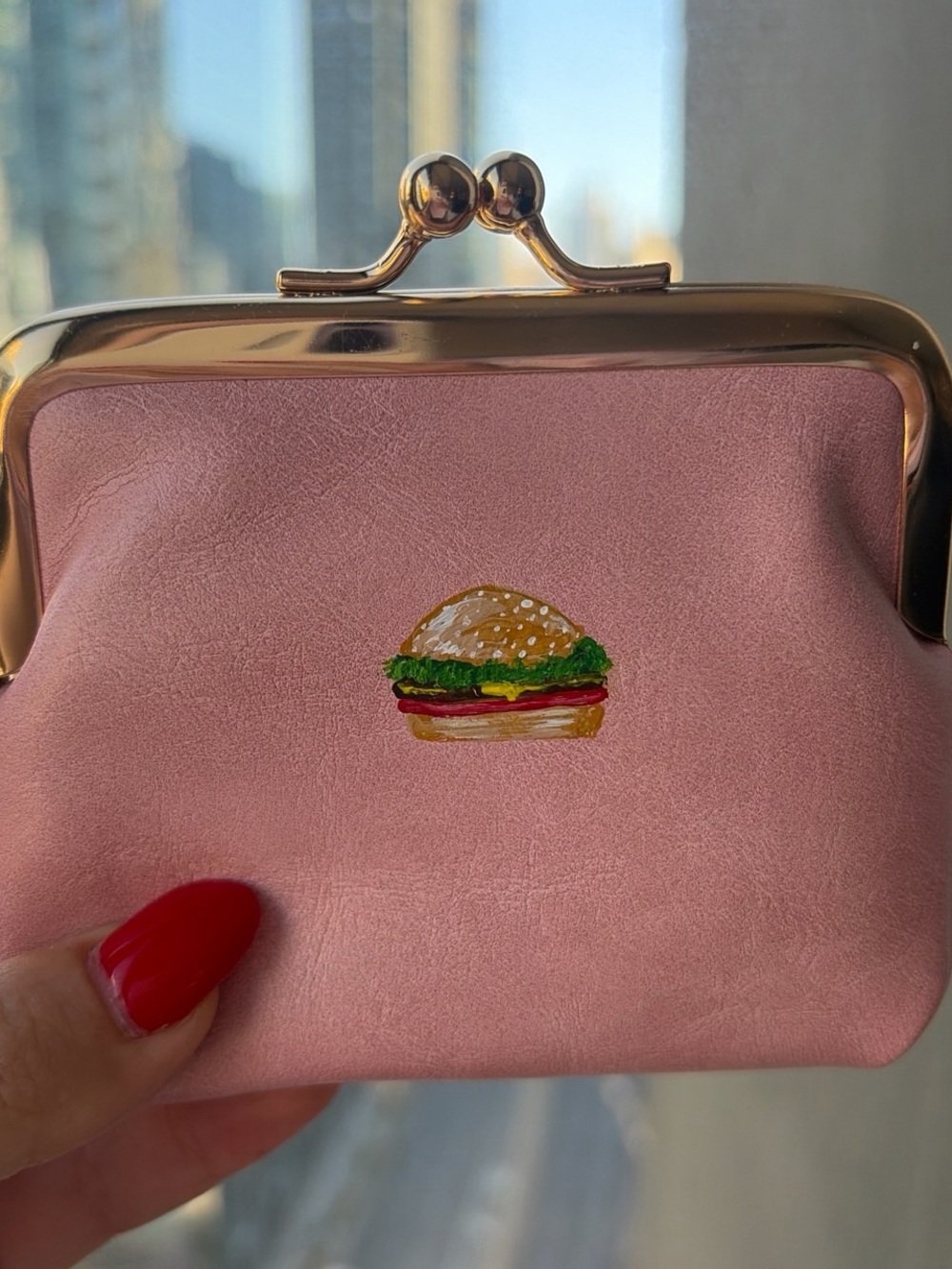 Hamburger hand painted coin purse